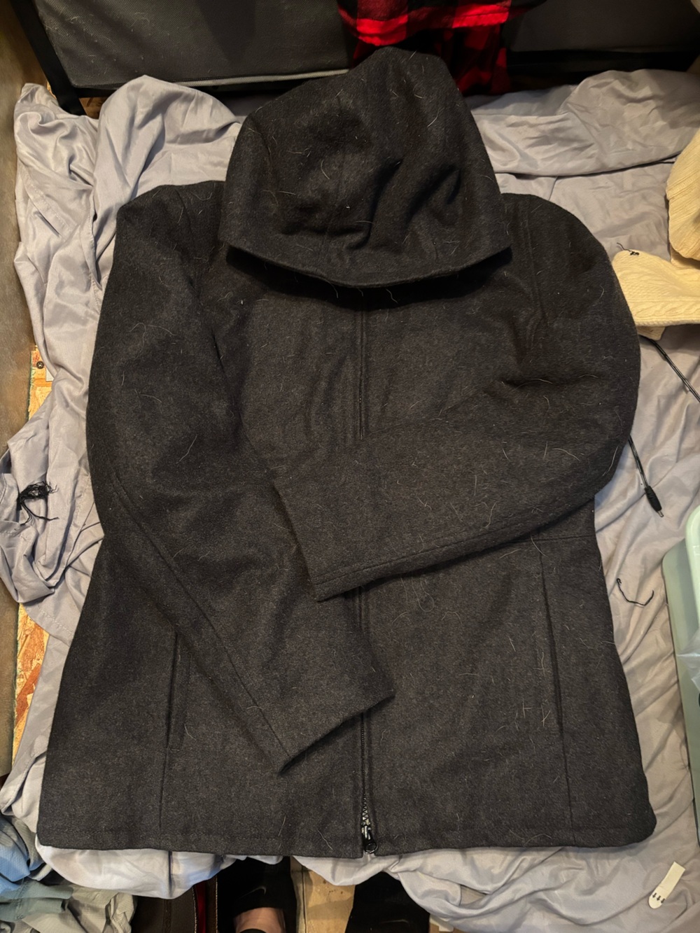 GAP Women's Black Hooded Wool Pea Coat